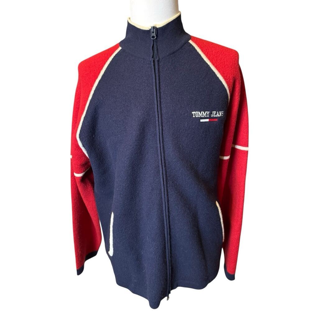 Vintage Tommy Hilfiger 2XL Jacket Boiled Merino Wool Bomber Varsity Y2K